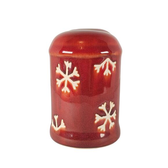 Red Ceramic Snowflake Salt Pepper Shaker Set Holiday Winter Kitchen Decor 3.75" - Picture 12 of 12